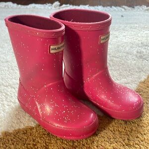 Hunter rain boots pink sparkle
